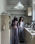 WARDEN EDGE Minimal Zip Hoodie & Camisole & Wide Leg Pants Three Piece Set