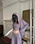 WARDEN EDGE Minimal Zip Hoodie & Camisole & Wide Leg Pants Three Piece Set