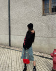 WARDEN EDGE Distressed Raw-Hem Oversized Denim Bermuda Pants