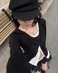 WARDEN EDGE Asymmetric Layered Button Long Sleeve Top