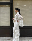 ROVENTE Low-Rise Wide Leg Cargo Pants