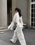 ROVENTE Low-Rise Wide Leg Cargo Pants