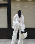 ROVENTE Low-Rise Wide Leg Cargo Pants