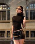 ROVENTE Sculpted Leather-Effect Mini Skirt