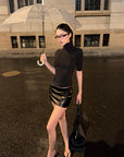ROVENTE Sculpted Leather-Effect Mini Skirt