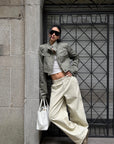 ROVENTE Low-Rise Wide-Leg Cotton Casual Pants