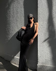 ROVENTE Open Back Hardware Maxi Dress
