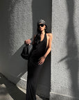 ROVENTE Open Back Hardware Maxi Dress