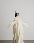 DOINDULGE Sheer Draped Wrap Longline Cardigan