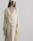 DOINDULGE Sheer Draped Wrap Longline Cardigan