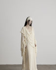 DOINDULGE Sheer Draped Wrap Longline Cardigan