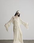 DOINDULGE Sheer Draped Wrap Longline Cardigan