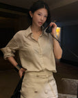 Hydrae Ivory Sheer Tailored Point-Collar Long-Sleeve Shirt
