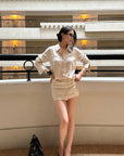 Hydrae Tailored Wrap Skort Mini Skirt