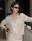 Hydrae Ivory Sheer Tailored Point-Collar Long-Sleeve Shirt