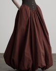 DOINDULGE Corset Waist Bubble Hem Maxi Skirt