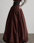 DOINDULGE Corset Waist Bubble Hem Maxi Skirt