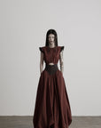 DOINDULGE Corset Waist Bubble Hem Maxi Skirt