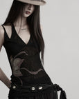 DOINDULGE Faux Layered Halter Strappy Knit Tank Top