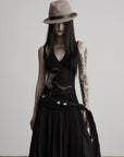 DOINDULGE Faux Layered Halter Strappy Knit Tank Top