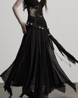 DOINDULGE Hand-Braided Belt Crinkled Maxi Skirt
