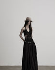 DOINDULGE Faux Layered Halter Strappy Knit Tank Top