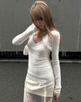 Rase le sol Embroidered Waist Garter Satin Mini Skirt