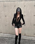 Rase le sol Double-Belt Low-Rise Denim Shorts