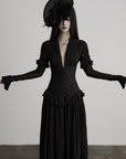 DOINDULGE Deep V Corset Waist Pleated Maxi Dress