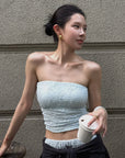 Hydrae Textured Floral Embossed Strapless Corset Top