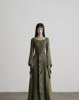 DOINDULGE Patchwork Bell Sleeve Belted Maxi Dress