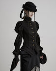 DOINDULGE Victorian High-Neck Puff-Sleeve Blouse