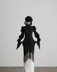 DOINDULGE Victorian High-Neck Puff-Sleeve Blouse