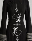 DOINDULGE Mandarin Collar Frog Button Maxi Dress