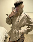 Rase le sol Belted Double-Breasted Sculpted Trench Jacket