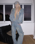 Rase le sol Veste en jean délavée & Ensemble pantalon large