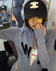 WARDEN EDGE W9 Intarsia Wool Knit Zip Hoodie & Shorts Set