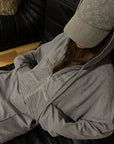 Rase le sol Sweat à capuche zippé imprimé & Ensemble pantalon de survêtement à jambe large