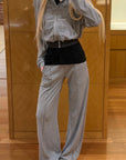 Rase le sol Sweat à capuche zippé imprimé & Ensemble pantalon de survêtement à jambe large