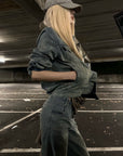 Rase le sol Veste en jean délavée & Ensemble pantalon large