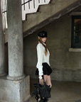 Rase le sol Ruched Ruffle Bubble Mini Skirt