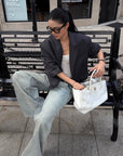 ROVENTE Sculpted Shoulder Cropped Blazer