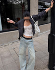 ROVENTE Sculpted Shoulder Cropped Blazer