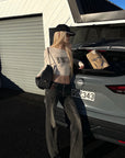 Rase le sol Distressed Low-Rise Flare Jeans