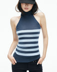 IAMXIAA Striped High-Neck Knit Top