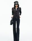 IAMXIAA Sequin-Pocket Knit Sleeve Denim Jacket