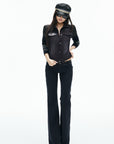 IAMXIAA Sequin-Pocket Knit Sleeve Denim Jacket