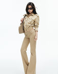 IAMXIAA Low-Rise Button Detail Flared Pants