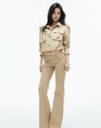 IAMXIAA Low-Rise Button Detail Flared Pants