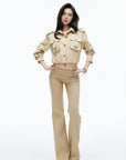 IAMXIAA Low-Rise Button Detail Flared Pants